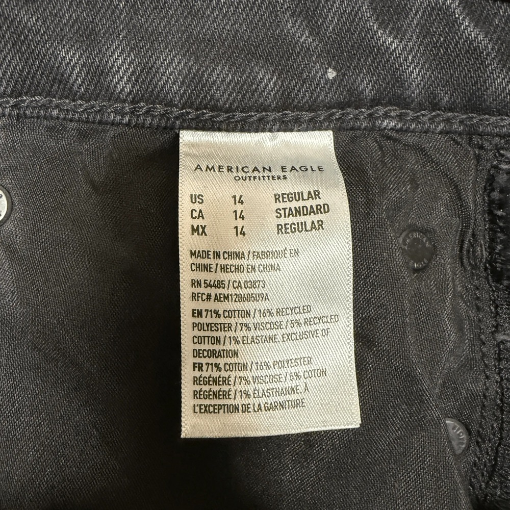 American Eagle Womens Jeans 14x30 Super High-Rise Baggy Straight Black - Picture 5 of 10